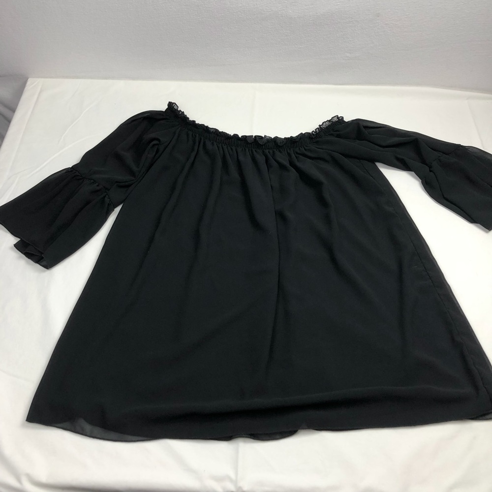 Zanzea Collection Black Off The Shoulder Ruffle Bell Sleeve Chiffon‎ Top XXXL